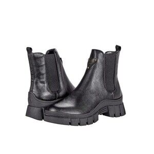 GUESS Womens 10 M Black Hestia Faux Leather Pull On Platform Boots DISPLAY PE5